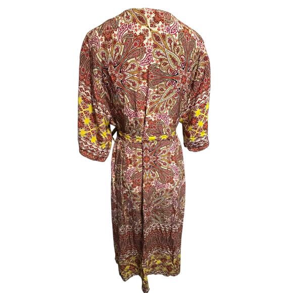Kachel Mirabelle Midi Wrap Dress Womens Size 10 Petite Floral Paisley Anthro 10P - Picture 6 of 9